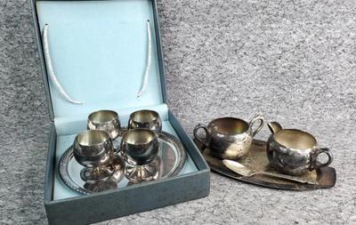 Silverplated cordial set serveware, charlie mccarthy spoon