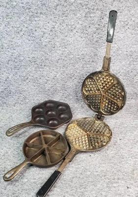 Cast iron danish pancake waffle, and corn bread pans