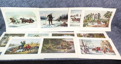 Vintage currier ives book page prints (d)