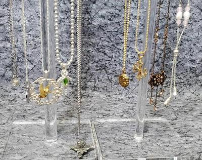 Necklaces fancy rhinestones birthstone, gold and silver tones