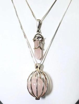 Sterling silver rose quartz necklaces