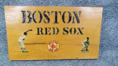 Hand crafted boston red sox wooden plaque