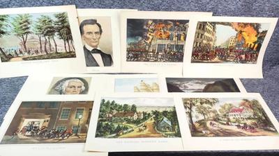 Vintage currier ives book page prints (e)