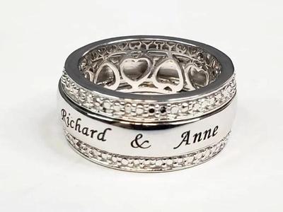 Designer bradford exchange 925 sterling spinner band ring