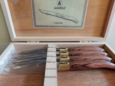 AMWAY CARVING SET AND LAGUIOLE L 'ECLAIR STEAK KNIVES 