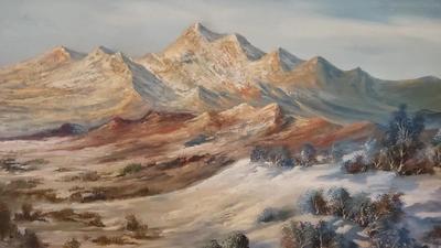GIANT ORIGINAL OIL PAINTING OF A MOUNTAIN