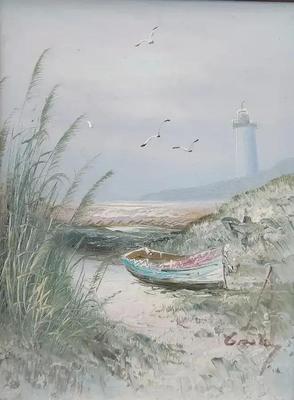 "AT THE SHORE" ORIGINAL OIL PAINTING BY GAILEY