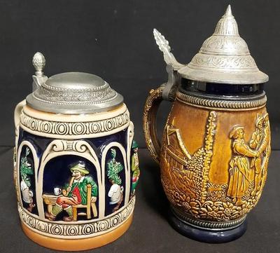 TWO GERMAN BEER STEINS