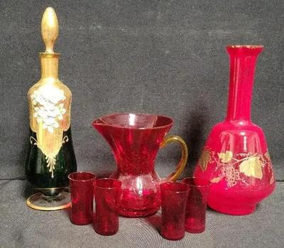 COLORFUL RED AND GREEN GLASS