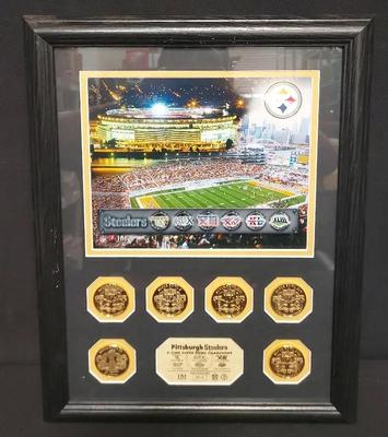 PITTSBURGH STEELERS 6-TIME SUPER BOWL CHAMPIONS 24KT GOLD OVERLAY MEDALLIONS, LIMITED EDITION!