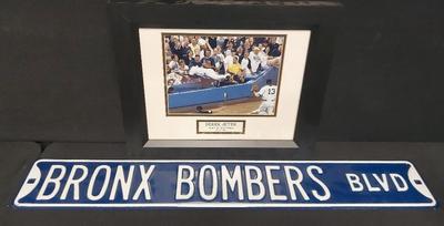 DEREK JETER "PLAY OF THE YEAR" PHOTO & A BRONX BOMBERS BLVD STEEL SIGN