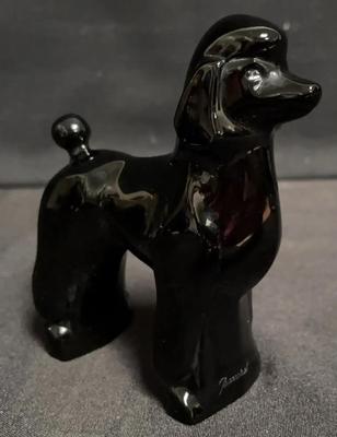 BACCARAT BLACK DOG POODLE FIGURINE