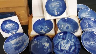 MYSTERY LOT OF COPENHAGEN PORCELAIN BLUE PLATES