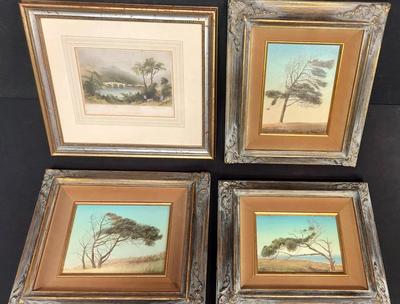 TRIO OF SIGNED PAINTINGS AND A PRINT