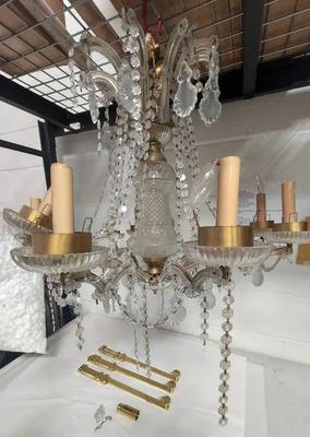 LOVELY GLASS CHANDELIER AND BRASS DOOR BOLTS