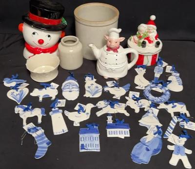 FUN VINTAGE DECOR - ORNAMENTS BY "BLUEBERRY MUFFIN", COOKIE JARS, CROCKERY, AND MORE