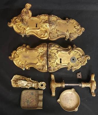 GORGEOUS ANTIQUE DOOR LOCKS AND ASH TRAYS