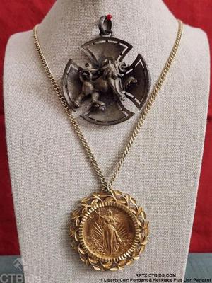 1 liberty pendant necklace plus lion pendant 1