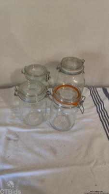 4 large glass jars with wire bale lids 1
