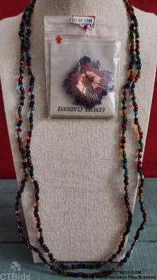 Tiny bead necklace plus brooche 1