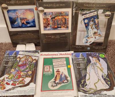 6 packages of complete cross stitch kits 1