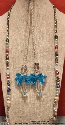 Beaded vision glasses holder plus 2 bead ornaments 1