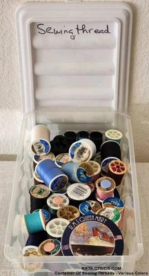 Container of sewing threads various colors 1