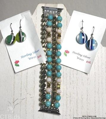 2 pairs of sterling silver glass bead earrings 1