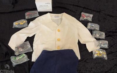 Boys vintage outfit and set of 9 miniature motorcycles 1