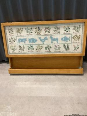 Wall spice cabinet rack with door needle point under glass 1