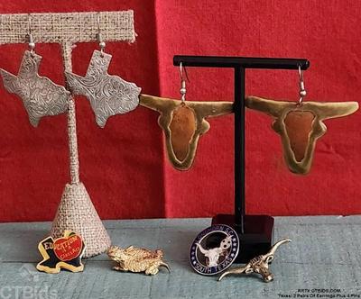 Texas 2 pairs of earrings plus 4 pins 1