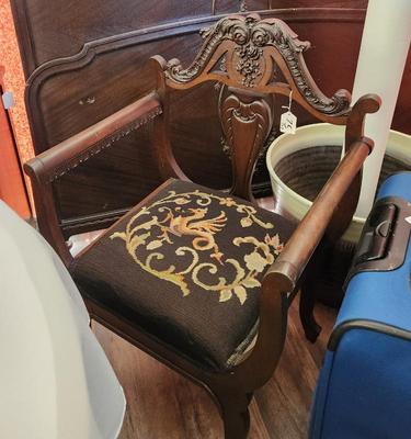 Sale Photo Thumbnail #44: Needlepoint empire chair