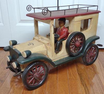 Sale Photo Thumbnail #11: Wooden Antique Ford Replica Model Car (24" long)