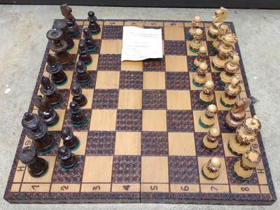 Sale Photo Thumbnail #389: Vintage Wooden Folding Chess Set (Complete)