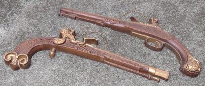 Sale Photo Thumbnail #290: Pr of Vintage Sexton Cast Metal Flintlock Pistols