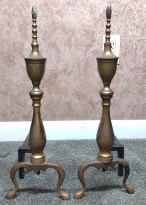 Sale Photo Thumbnail #248: Pair of Vintage Brass & Iron Fireplace Andirons