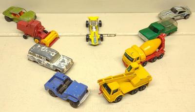 Sale Photo Thumbnail #301: 9 Vintage Matchbox Cars & Construction Toys