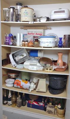 Sale Photo Thumbnail #566: Cabinet Of Vintage Kitchenware & Appliances