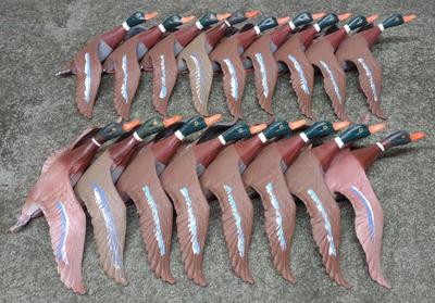 Sale Photo Thumbnail #69: (17) Metal Mallard Drake Duck Sculptures
