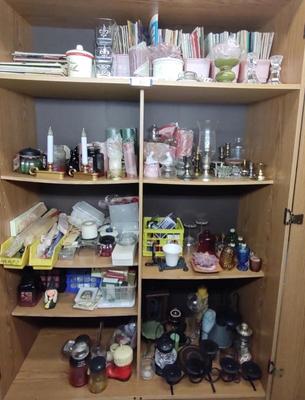 Sale Photo Thumbnail #570: Cabinet Of Candles & Candle Holders