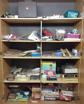 Sale Photo Thumbnail #568: Cabinet Of Vintage Games & Board Games