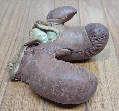 Sale Photo Thumbnail #334: Vintage Leather & Horse Hair Mini Boxing Gloves