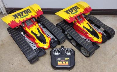 Sale Photo Thumbnail #515: 2 Tyco RC Nitro Dozer Toy Cars w/ 1 Controller