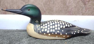 Sale Photo Thumbnail #39: J Richards Signed Loon Duck Decoy