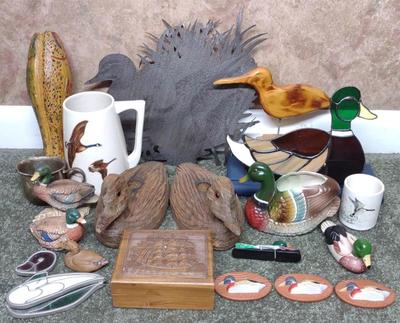 Sale Photo Thumbnail #372: 20 Duck Sculptures, Stained Glass & Decor Items