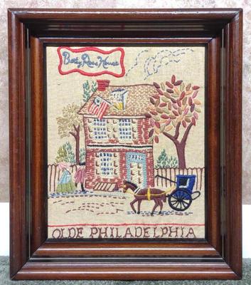 Sale Photo Thumbnail #450: Olde Philadelphia Needlepoint Framed Art