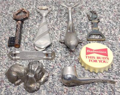 Sale Photo Thumbnail #400: 8 Vintage Figural Metal Bottle Openers