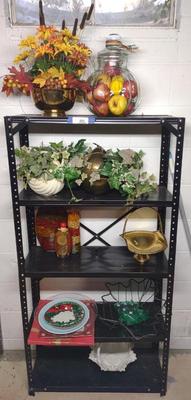 Sale Photo Thumbnail #562: 58" Metal Shelf w/ Decorative Plants & Glassware
