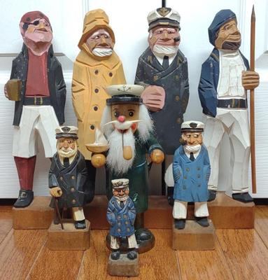 Sale Photo Thumbnail #324: 8 Wooden Sailor Sculptures