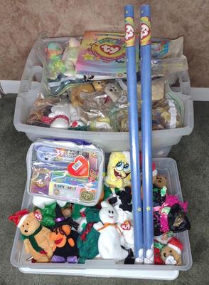 Sale Photo Thumbnail #464: 2 Totes Full Of Beanie Babies w/ 2 Posters